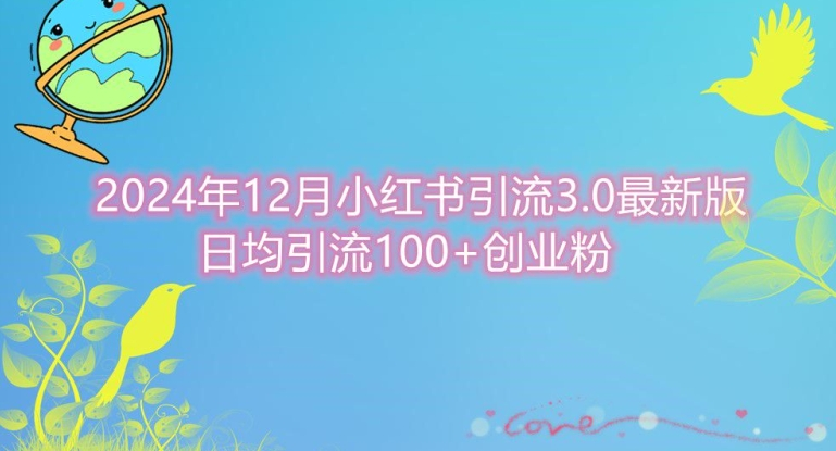 2024年12月小红书引流最新版,日均引流100+创业粉
